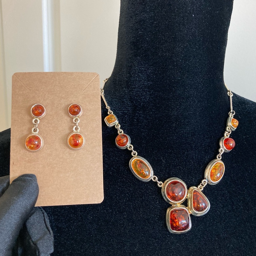 ***SOLD*** Amber Necklace and Earrings Set